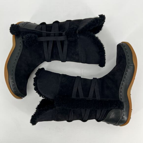 The North Face PrimaLoft 200 gram Fill Boots Womens 7 Black Suede Leather Sherpa - Picture 4 of 11